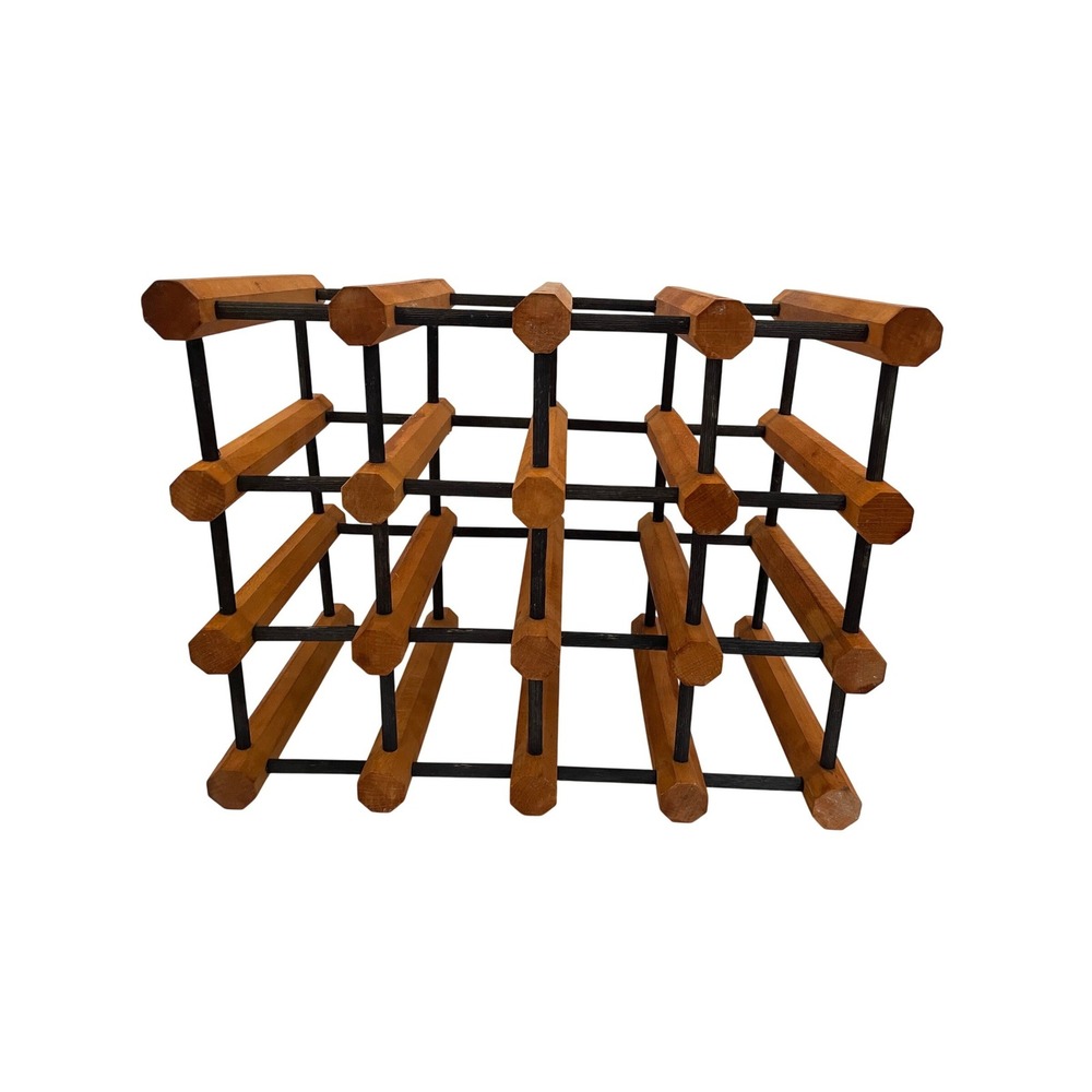Vintage MCM Wood‎ 12 Bottle Wine Rack Storage
